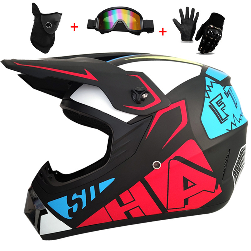 3Pcs Kids Off-Road Full Helmet - Cycling Protective Gear For Kids ulasan dan harga