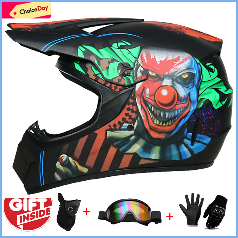 3Pcs Kids Off-Road Full Helmet - Cycling Protective Gear For Kids ulasan dan harga