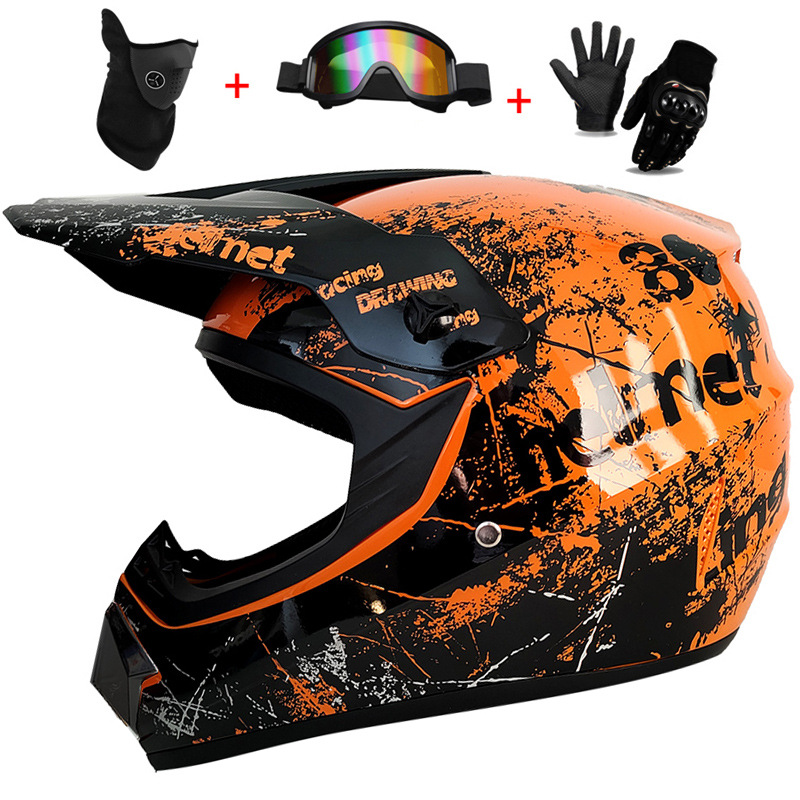 3Pcs Kids Off-Road Full Helmet - Cycling Protective Gear For Kids ulasan dan harga