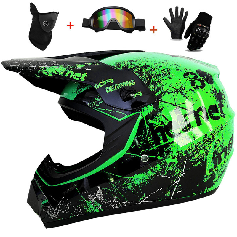 3Pcs Kids Off-Road Full Helmet - Cycling Protective Gear For Kids ulasan dan harga